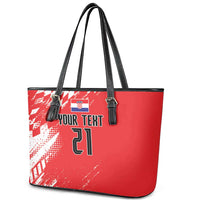 Croatia Rugby Custom Leather Tote Bag Chessboard with Sporty Pattern - Wonder Print Shop