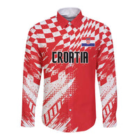 Croatia Rugby Custom Long Sleeve Button Shirt Chessboard with Sporty Pattern - Wonder Print Shop