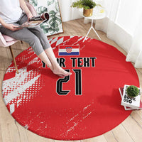 Croatia Rugby Custom Round Carpet Chessboard with Sporty Pattern