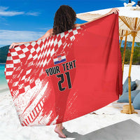 Croatia Rugby Custom Sarong Chessboard with Sporty Pattern - Wonder Print Shop