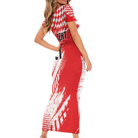 Croatia Rugby Custom Short Sleeve Bodycon Dress Chessboard with Sporty Pattern - Wonder Print Shop