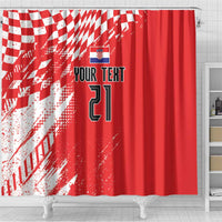 Croatia Rugby Custom Shower Curtain Chessboard with Sporty Pattern