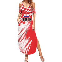 Croatia Rugby Custom Summer Maxi Dress Chessboard with Sporty Pattern - Wonder Print Shop