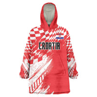 Croatia Rugby Custom Wearable Blanket Hoodie Chessboard with Sporty Pattern - Wonder Print Shop