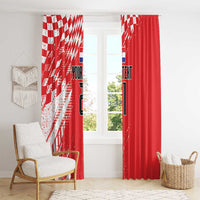 Croatia Rugby Custom Window Curtain Chessboard with Sporty Pattern - Wonder Print Shop