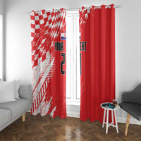 Croatia Rugby Custom Window Curtain Chessboard with Sporty Pattern - Wonder Print Shop