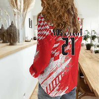 Croatia Rugby Custom Women Casual Shirt Chessboard with Sporty Pattern - Wonder Print Shop