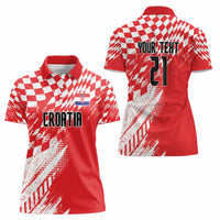 Croatia Rugby Custom Women Polo Shirt Chessboard with Sporty Pattern - Wonder Print Shop