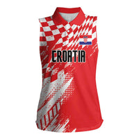 Croatia Rugby Custom Women Sleeveless Polo Shirt Chessboard with Sporty Pattern - Wonder Print Shop