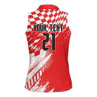 Croatia Rugby Custom Women Sleeveless Polo Shirt Chessboard with Sporty Pattern - Wonder Print Shop