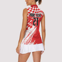 Croatia Rugby Custom Women Sleeveless Polo Shirt Chessboard with Sporty Pattern - Wonder Print Shop