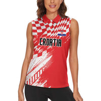 Croatia Rugby Custom Women Sleeveless Polo Shirt Chessboard with Sporty Pattern - Wonder Print Shop