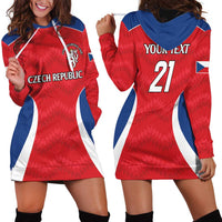 Czech Republic Rugby Custom Hoodie Dress Silver Double-tailed Lion Sporty Pattern - Wonder Print Shop