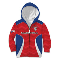 Czech Republic Rugby Custom Kid Hoodie Silver Double-tailed Lion Sporty Pattern - Wonder Print Shop