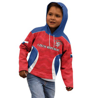 Czech Republic Rugby Custom Kid Hoodie Silver Double-tailed Lion Sporty Pattern - Wonder Print Shop