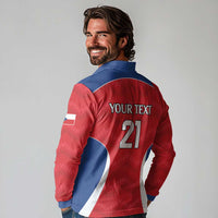 Czech Republic Rugby Custom Long Sleeve Polo Shirt Silver Double-tailed Lion Sporty Pattern - Wonder Print Shop