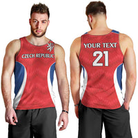 Czech Republic Rugby Custom Men Tank Top Silver Double-tailed Lion Sporty Pattern - Wonder Print Shop