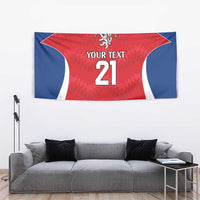 Czech Republic Rugby Custom Tapestry Silver Double-tailed Lion Sporty Pattern - Wonder Print Shop