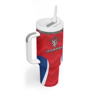 Czech Republic Rugby Custom Tumbler With Handle Silver Double-tailed Lion Sporty Pattern - Wonder Print Shop