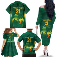 Lithuania Rugby Custom Family Matching Off The Shoulder Long Sleeve Dress and Hawaiian Shirt Lietuvos Nacionaline Regbio Sąjungos Komanda - Wonder Print Shop