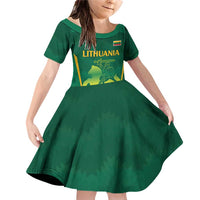 Lithuania Rugby Custom Family Matching Off Shoulder Short Dress and Hawaiian Shirt Lietuvos Nacionaline Regbio Sąjungos Komanda LT9 - Wonder Print Shop