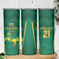 Lithuania Rugby Custom Skinny Tumbler Lietuvos Nacionaline Regbio Sąjungos Komanda - Wonder Print Shop