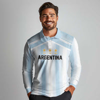 Vamos Argentina WC26 Custom Long Sleeve Polo Shirt Vamos Argentina History Champions Blue - Wonder Print Shop