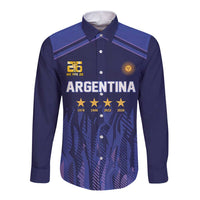 World Football 2026 Argentina Custom Long Sleeve Button Shirt Past Champions Future Legends Purple - Wonder Print Shop