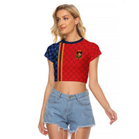 World Football 2026 Spain Custom Raglan Cropped T Shirt Vamos a Espana - Wonder Print Shop