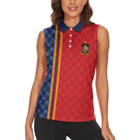 World Football 2026 Spain Custom Women Sleeveless Polo Shirt Vamos a Espana - Wonder Print Shop