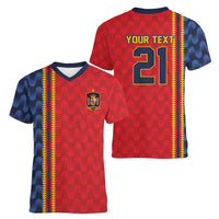 World Football 2026 Spain Custom Women V-Neck T-Shirt Vamos a Espana - Wonder Print Shop