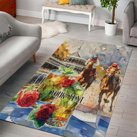 Personalized Kentucky Horse Race Area Rug With Mint Julep Cocktail LT9 - Wonder Print Shop