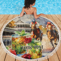 Personalized Kentucky Horse Race Beach Blanket With Mint Julep Cocktail LT9 - Wonder Print Shop