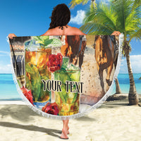 Personalized Kentucky Horse Race Beach Blanket With Mint Julep Cocktail LT9 - Wonder Print Shop
