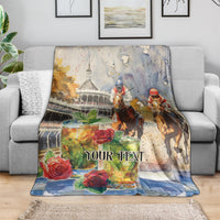 Personalized Kentucky Horse Race Blanket With Mint Julep Cocktail