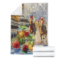 Personalized Kentucky Horse Race Blanket With Mint Julep Cocktail