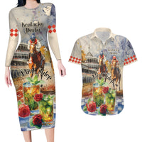 Personalized Kentucky Horse Race Couples Matching Long Sleeve Bodycon Dress and Hawaiian Shirt With Mint Julep Cocktail LT9 - Wonder Print Shop