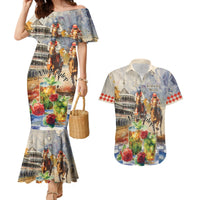 Personalized Kentucky Horse Race Couples Matching Mermaid Dress and Hawaiian Shirt With Mint Julep Cocktail LT9 - Wonder Print Shop