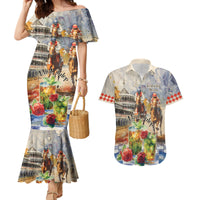 Personalized Kentucky Horse Race Couples Matching Mermaid Dress and Hawaiian Shirt With Mint Julep Cocktail LT9 - Wonder Print Shop