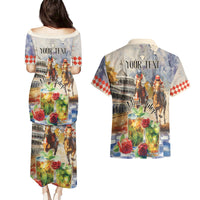 Personalized Kentucky Horse Race Couples Matching Puletasi and Hawaiian Shirt With Mint Julep Cocktail LT9 - Wonder Print Shop