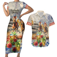 Personalized Kentucky Horse Race Couples Matching Short Sleeve Bodycon Dress and Hawaiian Shirt With Mint Julep Cocktail LT9 - Wonder Print Shop