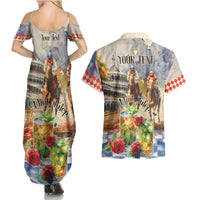 Personalized Kentucky Horse Race Couples Matching Summer Maxi Dress and Hawaiian Shirt With Mint Julep Cocktail LT9 - Wonder Print Shop