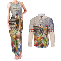 Personalized Kentucky Horse Race Couples Matching Tank Maxi Dress and Long Sleeve Button Shirt With Mint Julep Cocktail LT9 - Wonder Print Shop