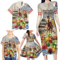 Personalized Kentucky Horse Race Family Matching Long Sleeve Bodycon Dress and Hawaiian Shirt With Mint Julep Cocktail LT9 - Wonder Print Shop