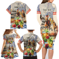 Personalized Kentucky Horse Race Family Matching Long Sleeve Bodycon Dress and Hawaiian Shirt With Mint Julep Cocktail LT9 - Wonder Print Shop