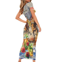 Personalized Kentucky Horse Race Family Matching Short Sleeve Bodycon Dress and Hawaiian Shirt With Mint Julep Cocktail - Wonder Print Shop