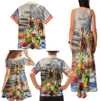 Personalized Kentucky Horse Race Family Matching Tank Maxi Dress and Hawaiian Shirt With Mint Julep Cocktail - Wonder Print Shop