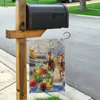 Personalized Kentucky Horse Race Garden Flag With Mint Julep Cocktail - Wonder Print Shop