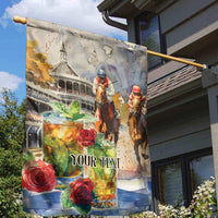 Personalized Kentucky Horse Race Garden Flag With Mint Julep Cocktail - Wonder Print Shop