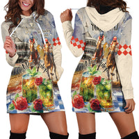 Personalized Kentucky Horse Race Hoodie Dress With Mint Julep Cocktail - Wonder Print Shop
